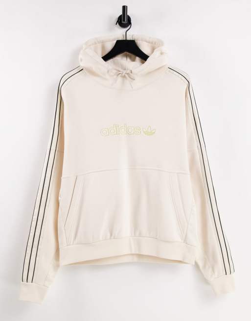 adidas Originals - SPRT - Sweat à capuche avec empiècement en satin - Grège