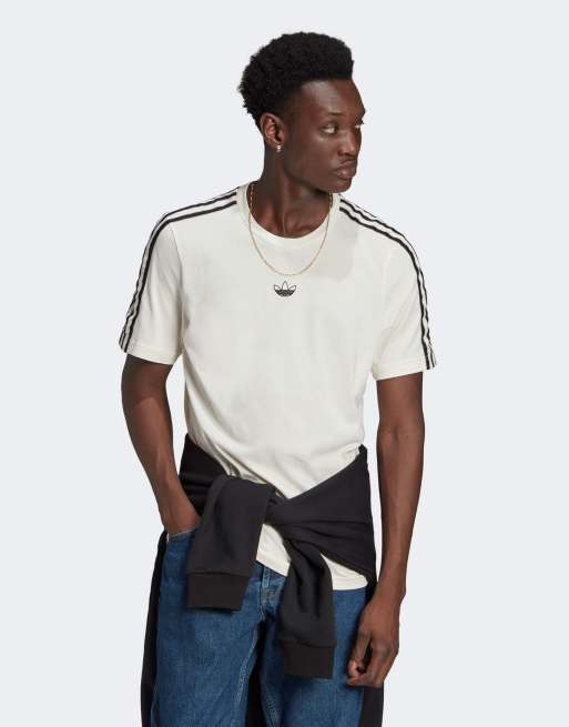 adidas Originals – SPRT – T-Shirt in Weiß mit drei Streifen und mittigem Logo