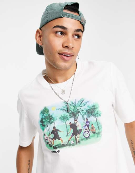 adidas Originals SPRT t-shirt in white with summer graphics