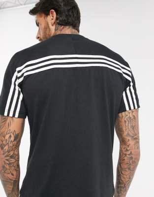 adidas black 3 stripe t shirt