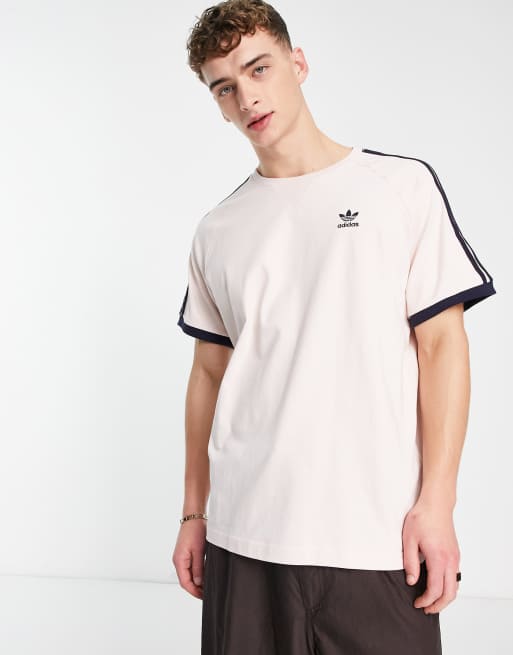 adidas SPRT three stripe t-shirt in and navy | ASOS