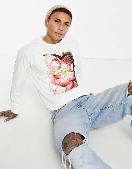 adidas Originals - SPRT - Top met lange mouwen in wit met print