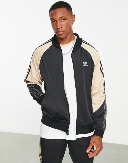 adidas Originals Superstar Tricot Track Jacket, Grey/Black/White