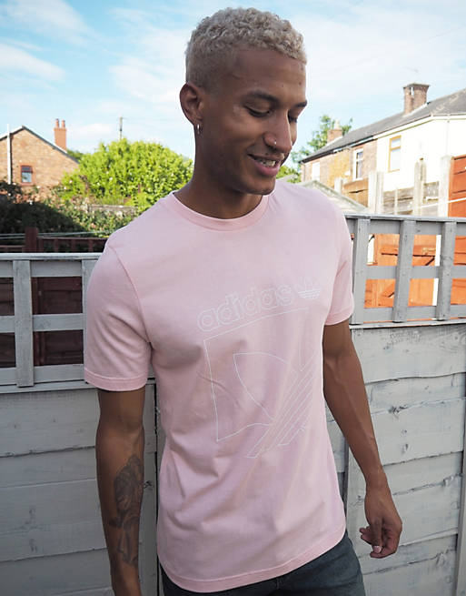 Men adidas Originals SPRT trefoil print t-shirt in pink 