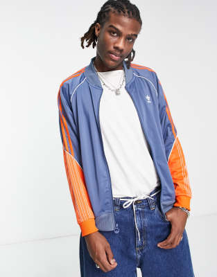 adidas Originals SPRT tricot track top with contrast arms in blue and orange