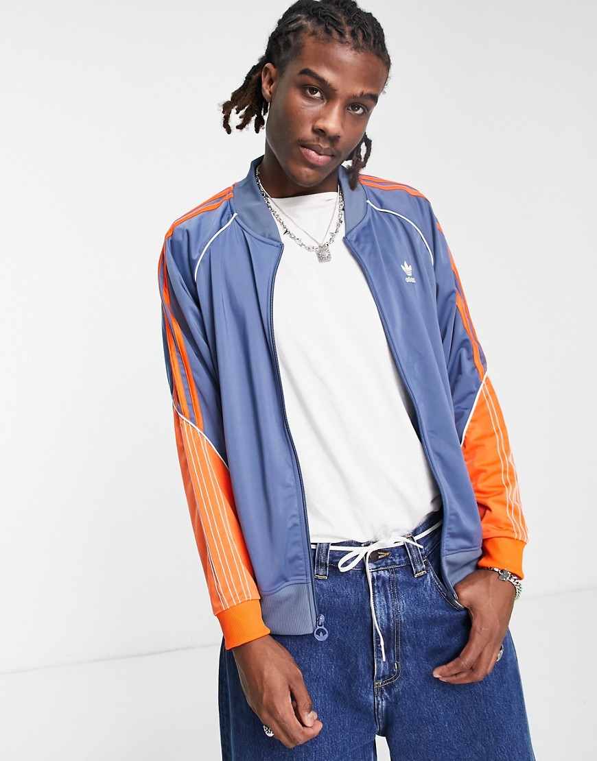 Adidas Originals SPRT tricot track top with contrast arms in blue and orange