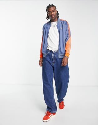 adidas originals jeans blue and orange