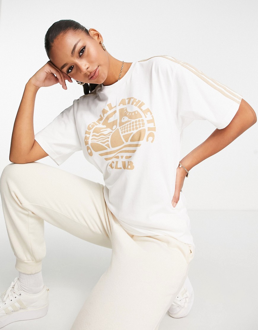 Adidas Originals SPRT US Athletic club boyfriend fit T-shirt in white with front graphics