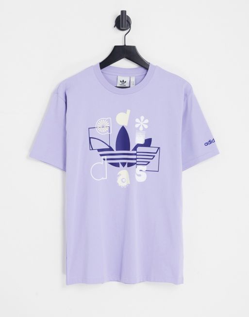 adidas Originals – SPRT US – Fioletowy T-shirt z grafiką z logo Trefoil