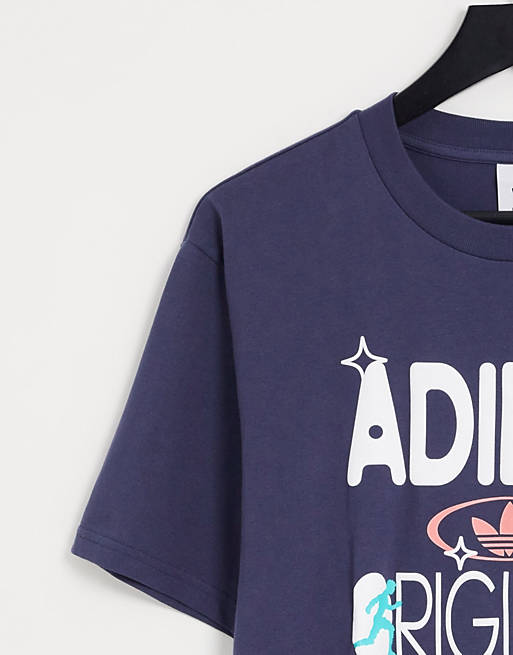 calorie Wish Laugh adidas Originals SPRT US OG Forever Sport t-shirt in shadow navy | ASOS