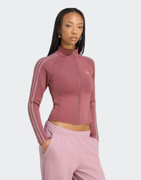 adidas Originals SST 2.0 tætsiddende tracktop i burgundy / purple - view 1