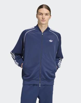 Originals - SST Adicolor Classics - Locker geschnittenes Trainingsoberteil in Night Indigo / Weiß-Blau Blau XS