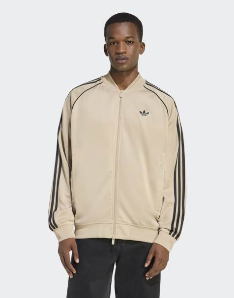 adidas Originals Sst adicolor classics loose track top in stone khaki / black - view 1