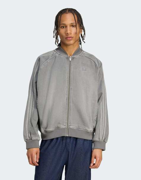 adidas Originals Sst adicolor loose sst denim black wash jacket in grey - view 1