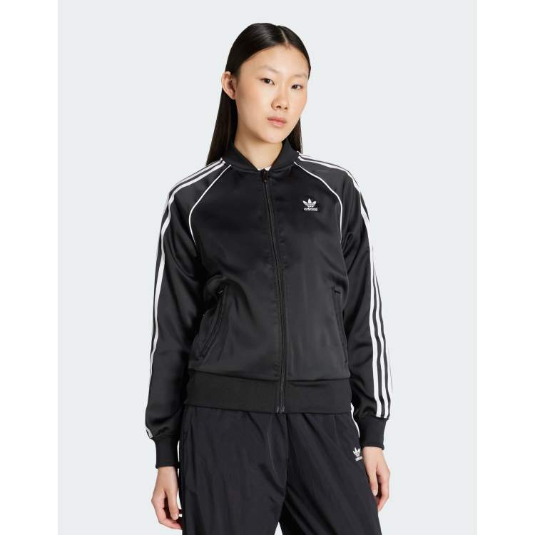 トップス adidas originals WMNS SATIN TRACK TOP adidas Originals Womens Satin Animal Print Track Top Off