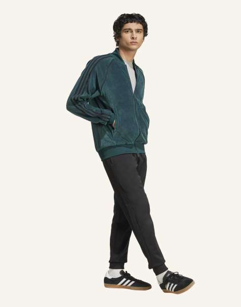 adidas Originals Sst adicolor velour track top in aurora ivy - view 1