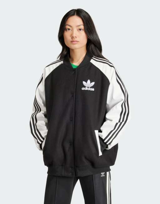 adidas Originals SST - Oversized college-jakke i sort og hvid