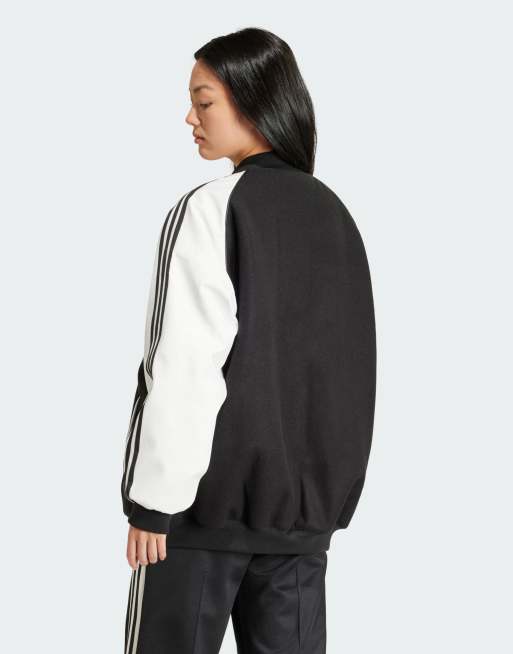 adidas Originals SST oversized Varsity Jacket in black and white