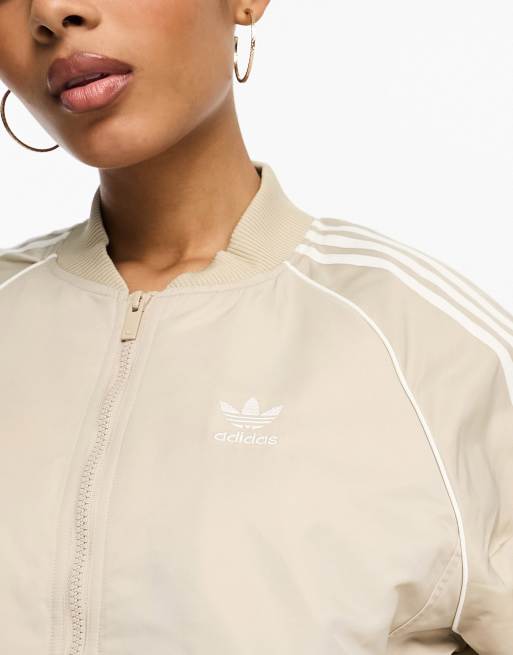 adidas Satin SST Track Jacket (Plus Size) - Beige, Women's Lifestyle