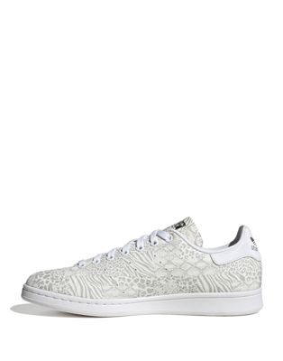adidas Originals Stan Smith animal print trainers in white