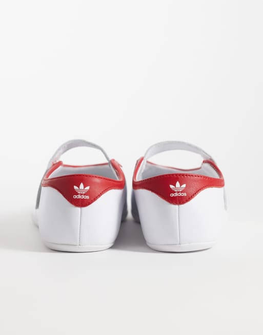 adidas Originals Stan Smith Ballerina in Weiß und Rot, 3 von 5