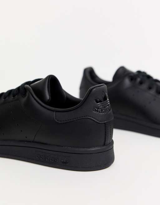 adidas originals - stan smith - baskets en nubuck avec brides - noir