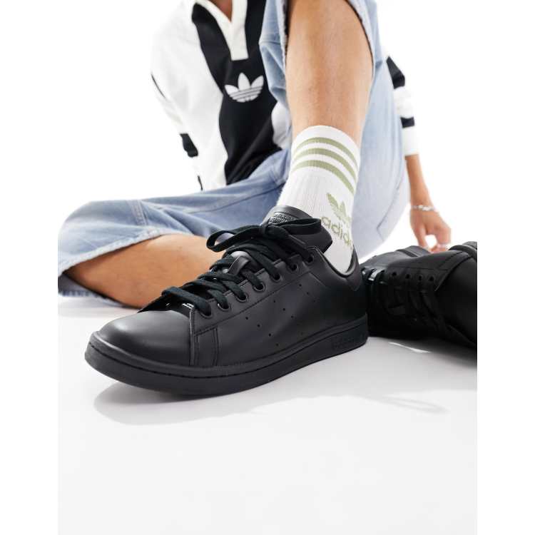 Adidas originals - stan smith - baskets en nubuck avec brides - shop noir