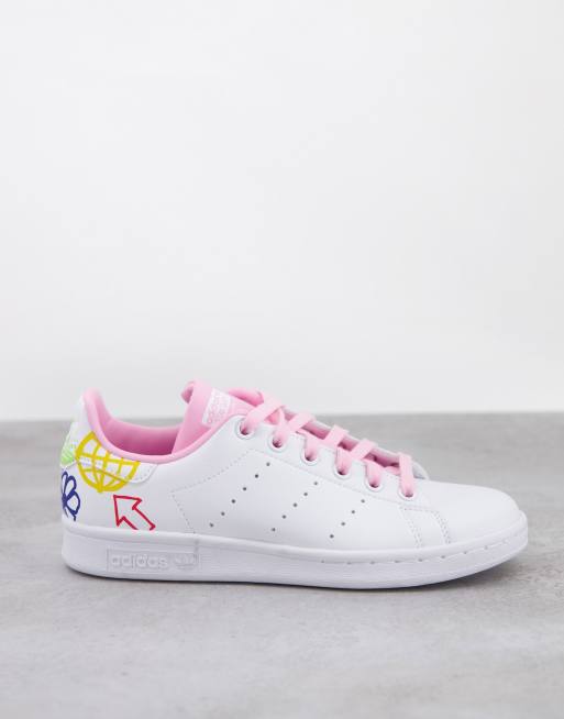 adidas Originals – Stan Smith – Białe buty sportowe z graficznym nadrukiem – WHITE