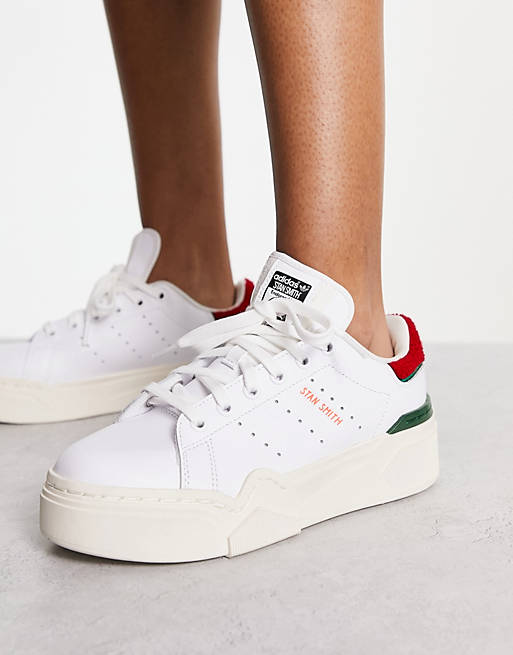 foran Revisor Vænne sig til adidas Originals Stan Smith Bonega 2B platform sneakers in white and red |  ASOS
