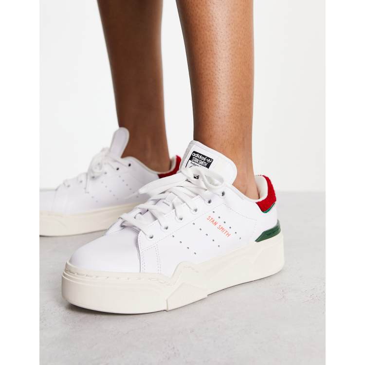 adidas Originals Stan Smith Bonega 2B platform sneakers in white and red