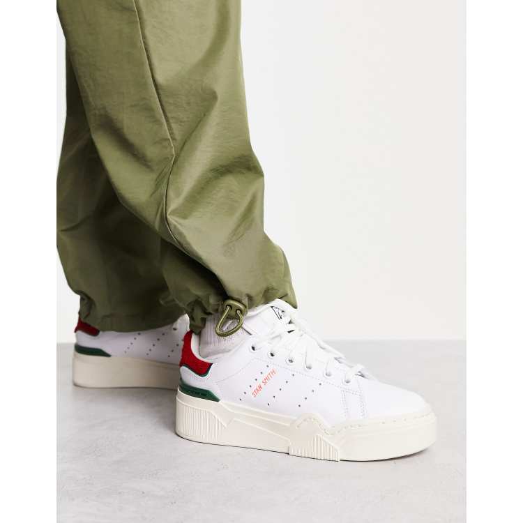 adidas Originals Stan Smith Bonega 2B trainers in white red and green