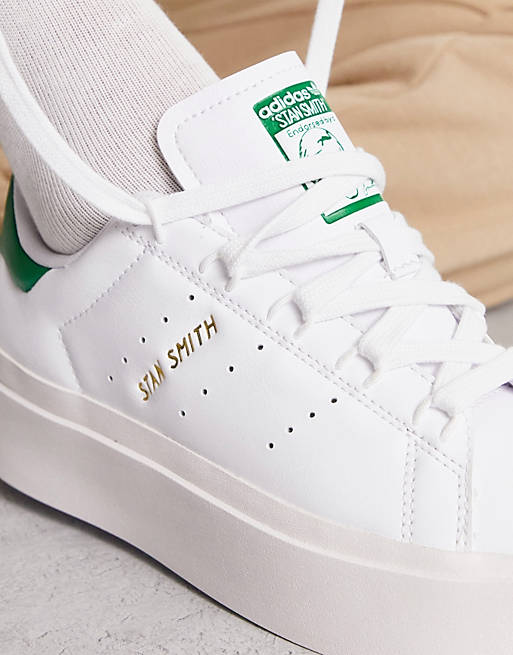 adidas Originals Stan Smith Bonega platform sneakers in white and green |  ASOS