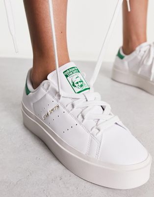adidas Originals Stan Smith Bonega platform trainers in white and green