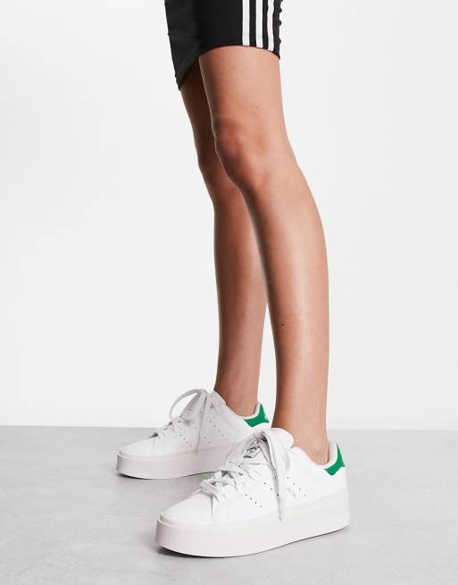 adidas Originals Stan Smith Bonega platform trainers in white and green