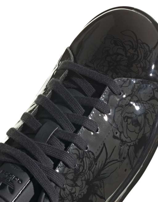 adidas Originals Stan Smith Candid Roses sneakers in black dip dye