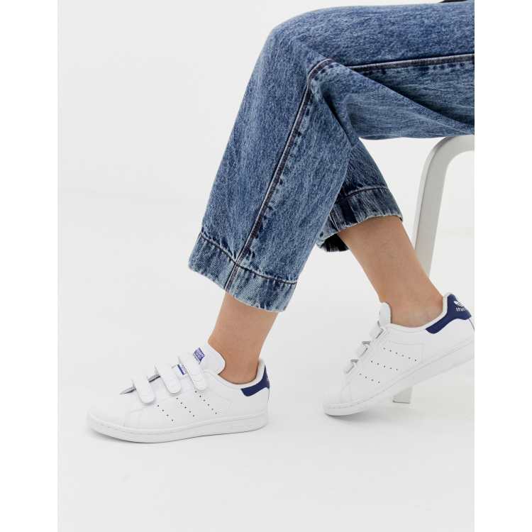 Vær modløs Tegnsætning beskyttelse adidas Originals Stan Smith CF sneakers in white and navy | ASOS