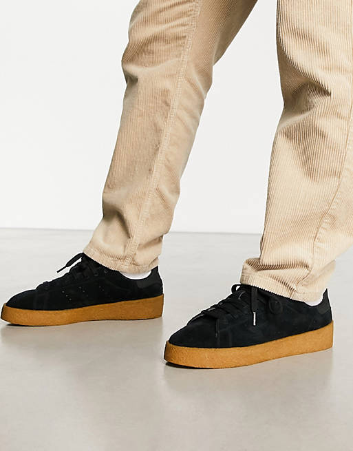 versus Kwik inch adidas Originals Stan Smith Crepe sneakers in black with gum sole | ASOS