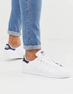 adidas originals stan smith sneakers in white and navy