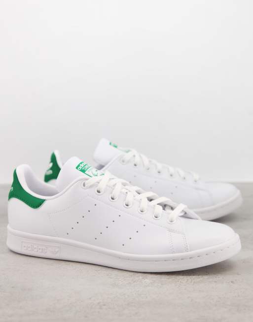 Originals Stan Smith leather sneakers in white with green tab |