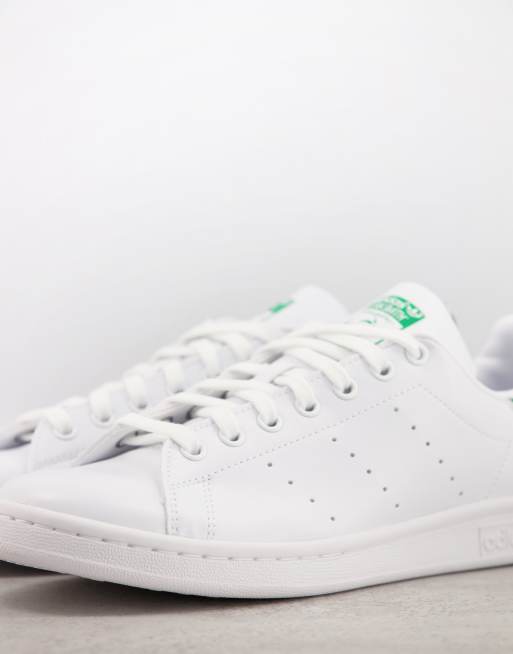 Originals Stan Smith leather sneakers in white with green tab |