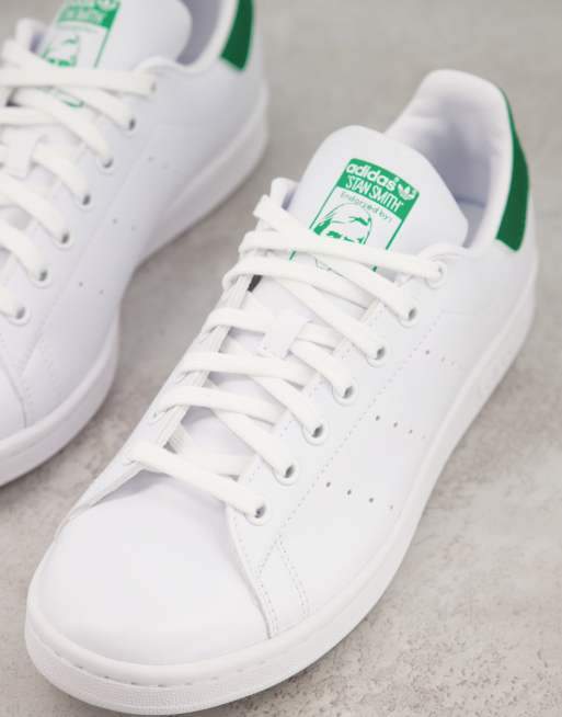 Originals Stan Smith leather sneakers in white with green tab |