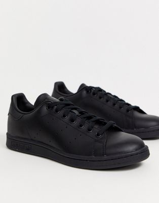 stan smith black leather trainers