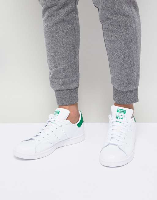 adidas Originals Stan Smith leather trainers in white and green