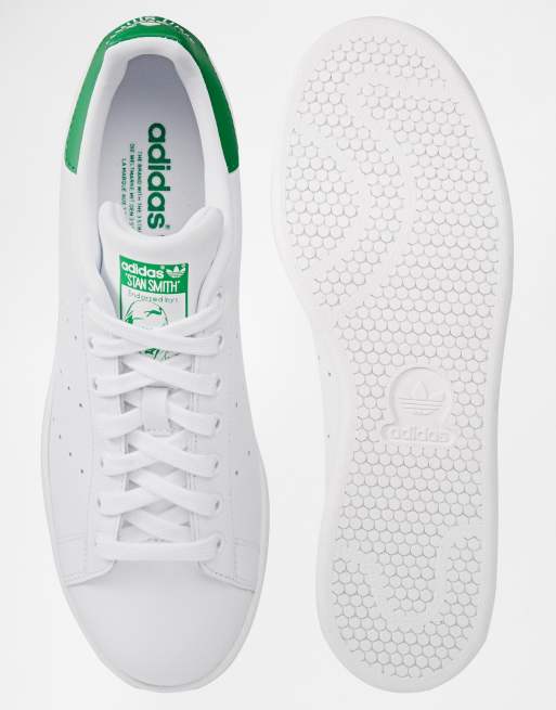 adidas originals – stan smith – ledersneaker in weiß und grün