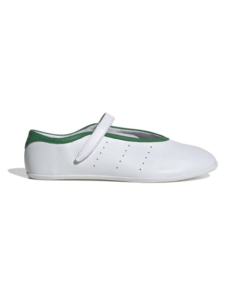 adidas Originals Stan Smith Lo Pro ballet flats in white and green - view 1