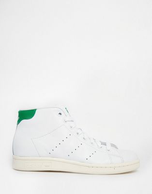 adidas Originals - Stan Smith - Scarpe da ginnastica alte bianche e verdi |  ASOS