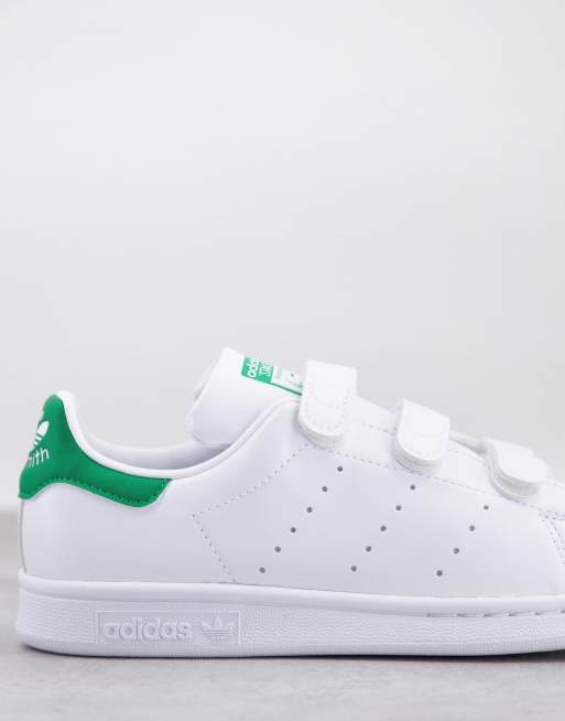 Adidas originals stan smith velcro sneakers in white hotsell