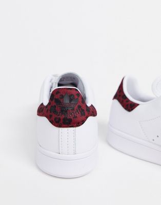adidas Originals - Stan Smith - Sneakers bianche e bordeaux con stampa  leopardata | ASOS