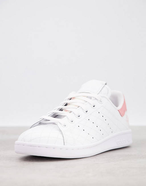 adidas Originals - Stan Smith - Sneakers bianche e rosa بلسم للشعر الدهني