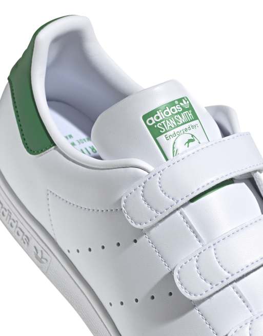 adidas Originals Stan Smith Sneakers bianche e verdi con chiusura a strappo